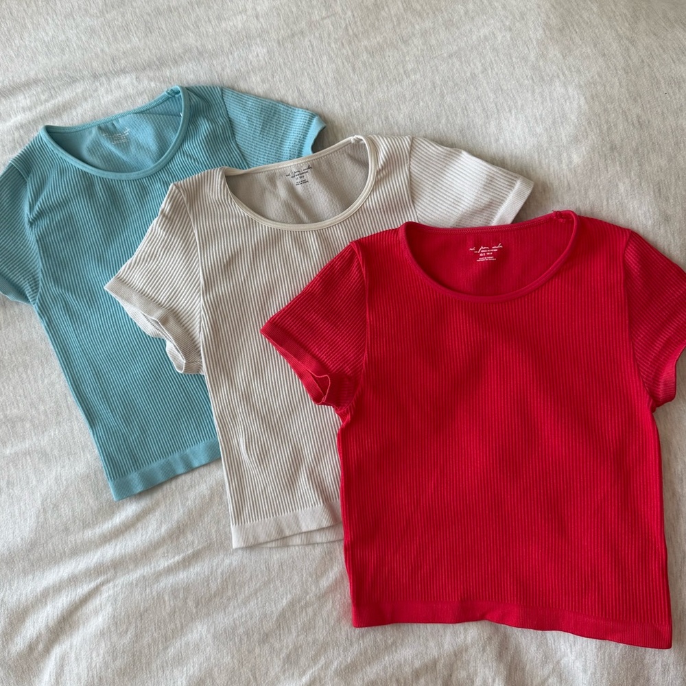 Urban Outfitters Out From Under Ribbed Cropped Baby Tee 3 Pack